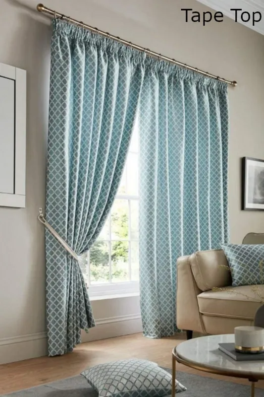 Alan Symonds Cotswold Fully Lined Ready Made Pencil Pleat Taped Top Curtains in Teal Size: 168 cm width x 229 cm drop Teal
