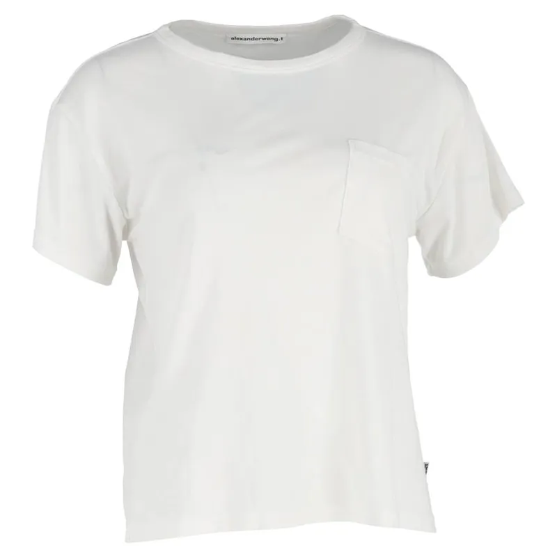 Alexander Wang Women's Preloved Crewneck T-Shirt in White Cotton in Ecru Size: XS - Ecru
