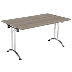 Allegro Folding Table 1400x800 Chrome/Grey Oak top Ref OUFT1480CRGO