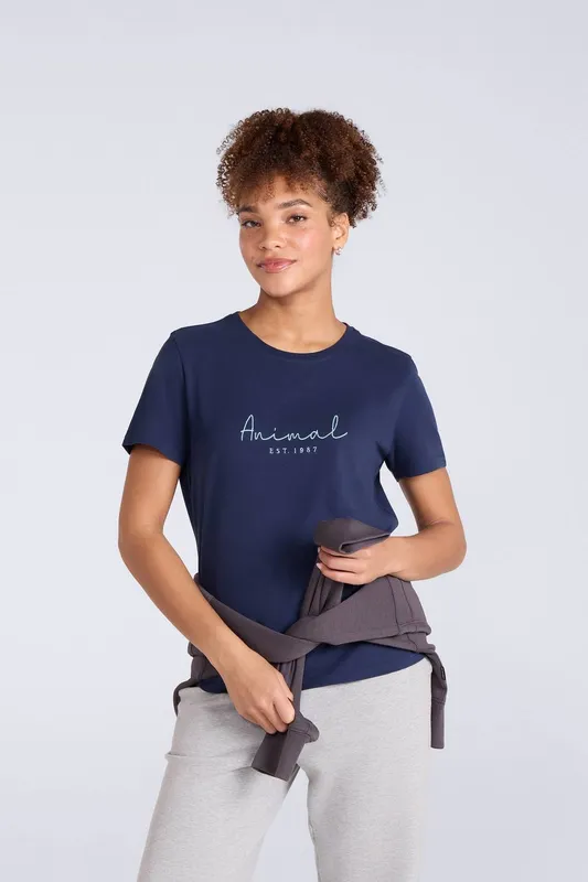 Animal Marina Womens Logo T-Shirt - Blue - Blue - Size: 6