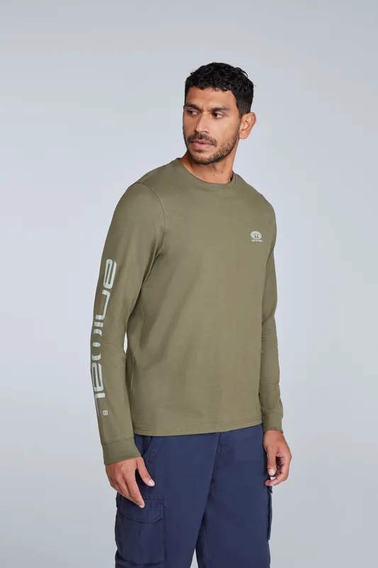 Animal Tommy Mens Graphic Long Sleeve Tee - Green - Green - Size: XL