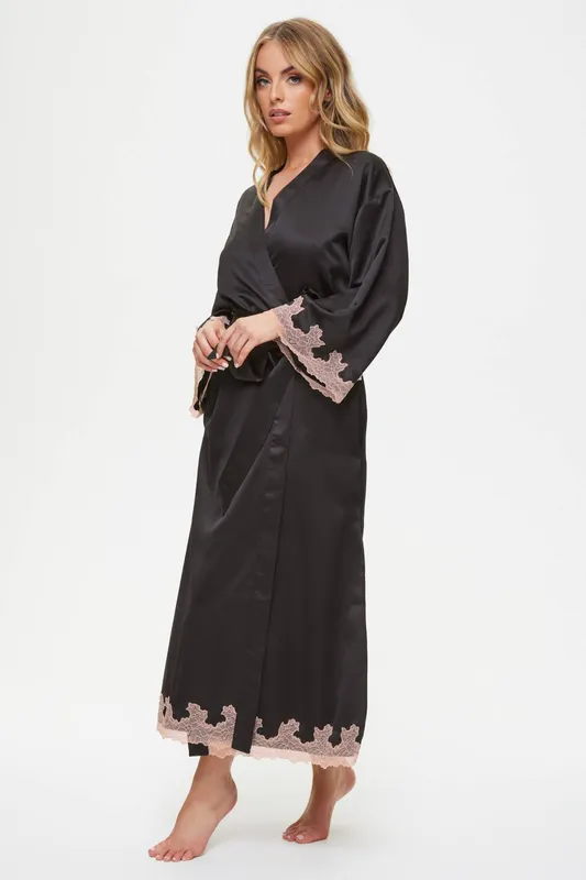 Ann Summers Women's Sorella Maxi Robe in Black Size: XS - Black - Size: XS