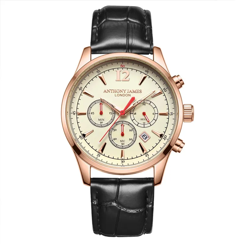 Anthony James Men's Hand Assembled Classic Chronograph Rose White Watch White One Size