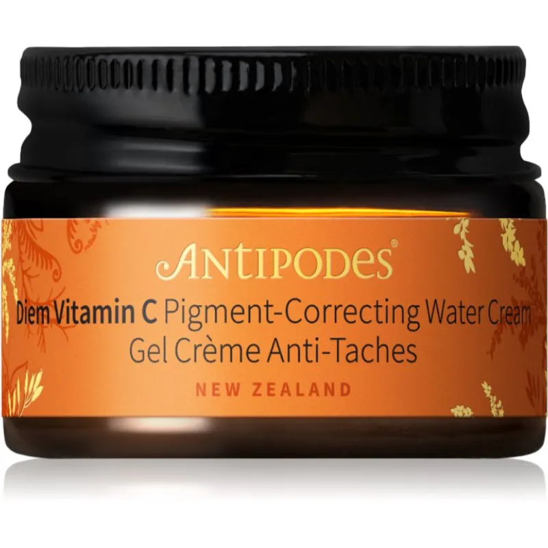 Antipodes Diem Vitamin C Pigment-Correcting Water Cream brightening moisturiser for dark spots with bakuchiol 15 ml