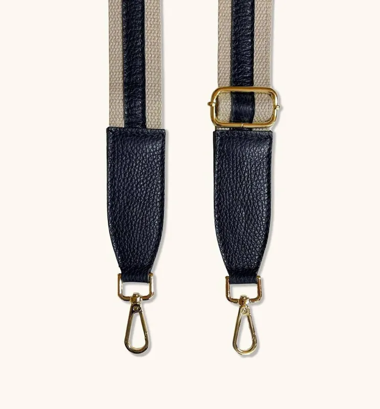 Apatchy London Women's Navy Leather & Canvas Strap Navy female