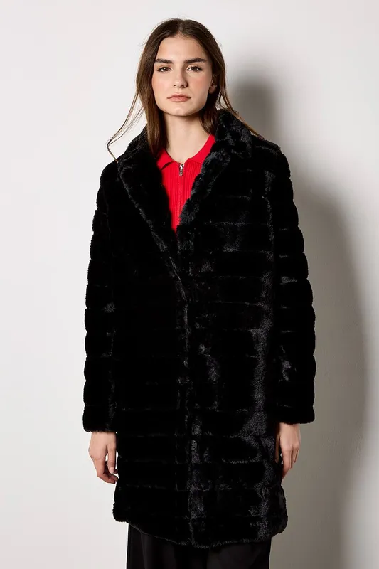 Apricot Women's Faux Fur Panel Jacket in Black Size: 16 - Black