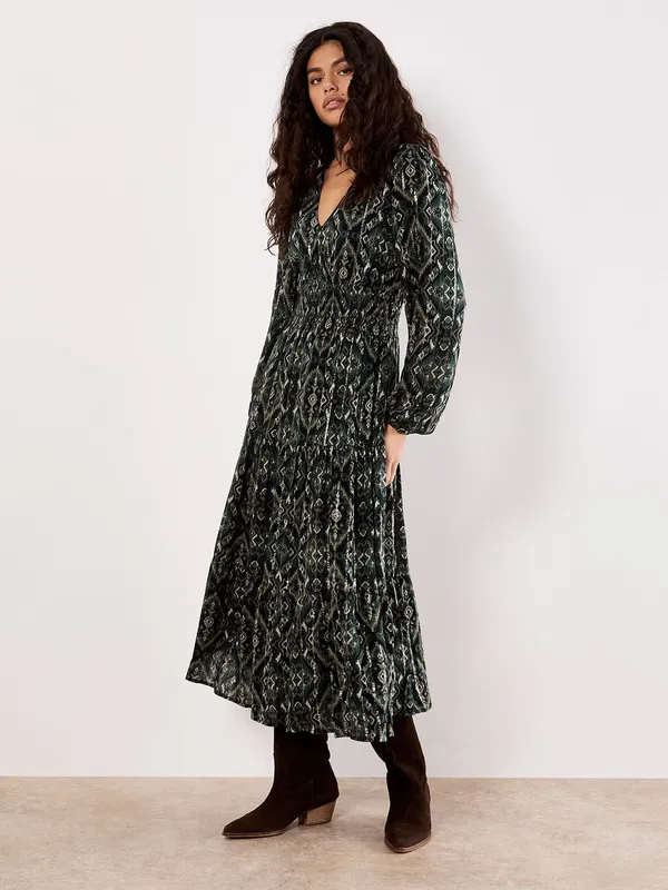 Apricot Women's Smock Waist Tiered Dress in Green Size: 8 Green