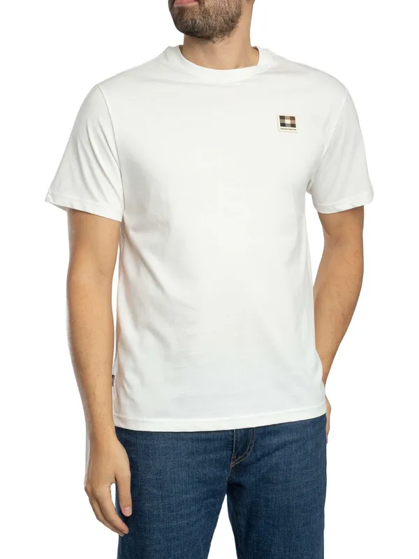 Men's Aquascutum Club Check Patch T-shirt White - Size: 46