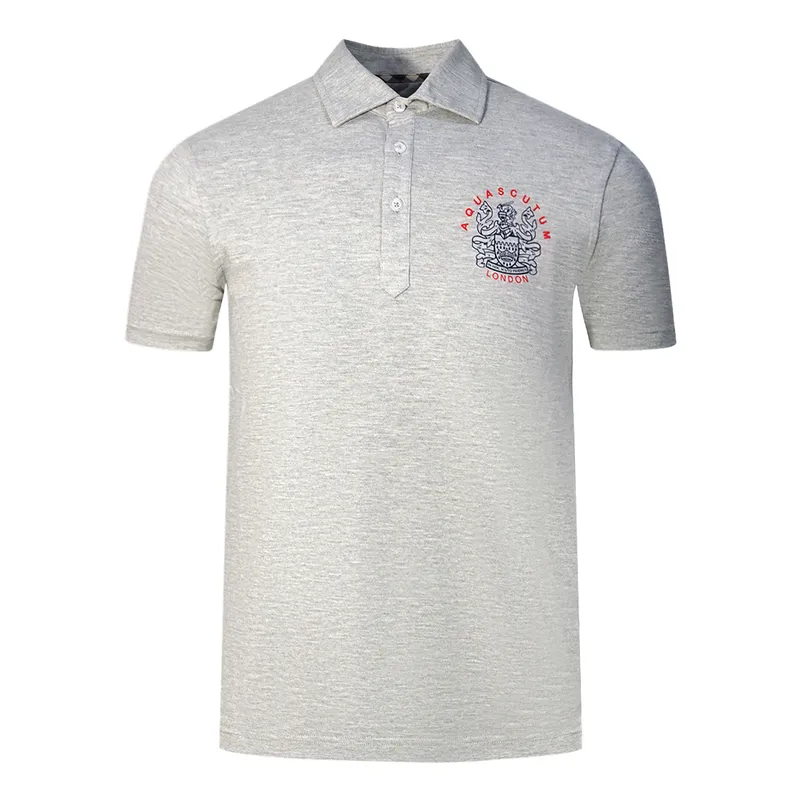 Aquascutum Mens Aldis London Logo Grey Polo Shirt - Size Medium