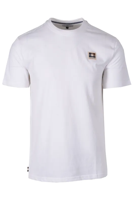 Aquascutum Mens Club Check Patch T-Shirt White - Size Medium