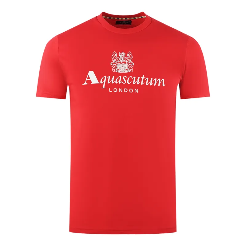 Aquascutum Mens London Aldis Brand Logo Red T-Shirt - Size Small