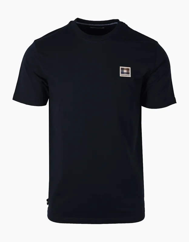 Men's Aquascutum Club Check Patch T-shirt Navy - Size: 38