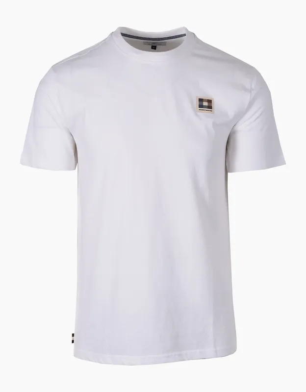 Men's Aquascutum Club Check Patch T-shirt White - Size: 44