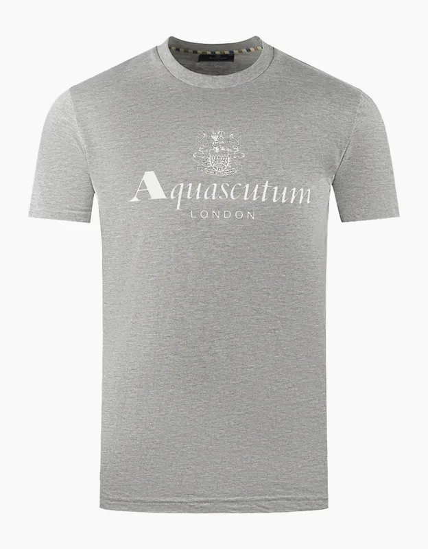 Men's Aquascutum London Aldis Brand Logo Grey T-Shirt - Size: 36