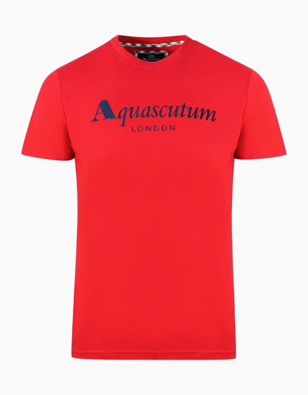 Men's Aquascutum London Brand Logo Red T-Shirt - Size: 36