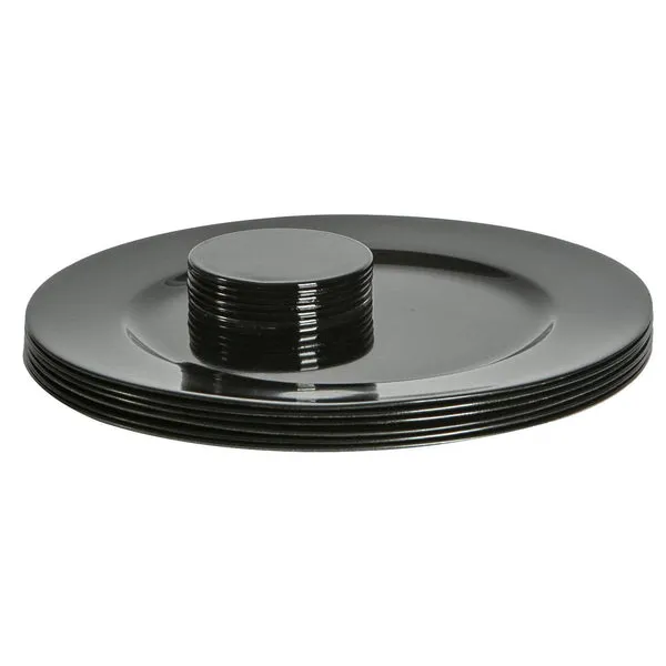 Argon Tableware 12pc Metallic Charger Plates Set - Black