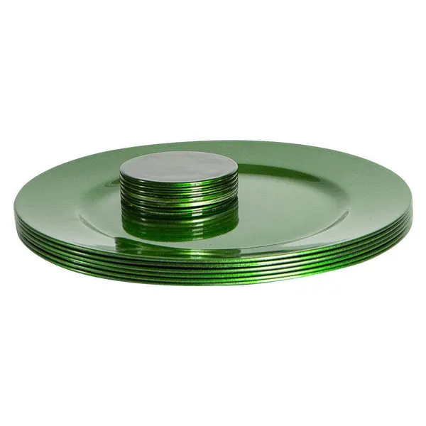 Argon Tableware 12pc Metallic Charger Plates Set - Green