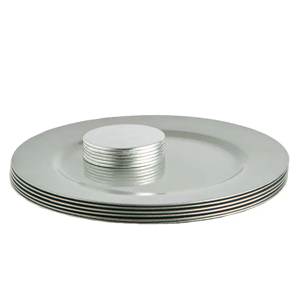 Argon Tableware 12pc Metallic Charger Plates Set - Silver