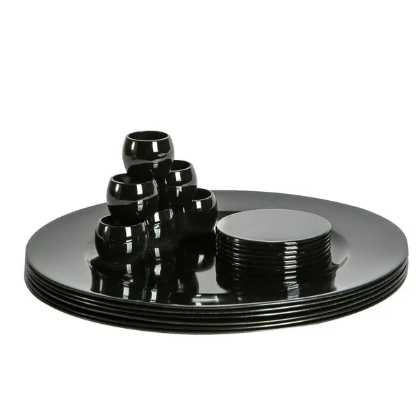 Argon Tableware 18 Piece Metallic Charger Plates Set in Black Black
