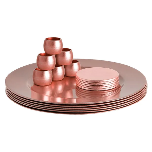 Argon Tableware 18pc Metallic Charger Plates Set - Rose Gold