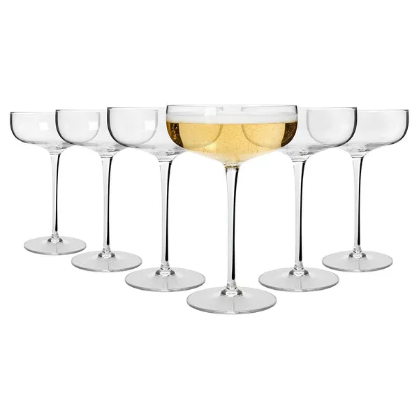 Argon Tableware 220ml Hoxton Crystal Champagne Coupe Glasses - Pack of 6