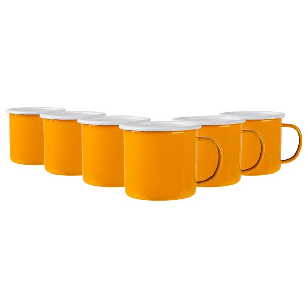 Argon Tableware 375ml Coloured Enamel Mugs - Pack of Six - Yellow