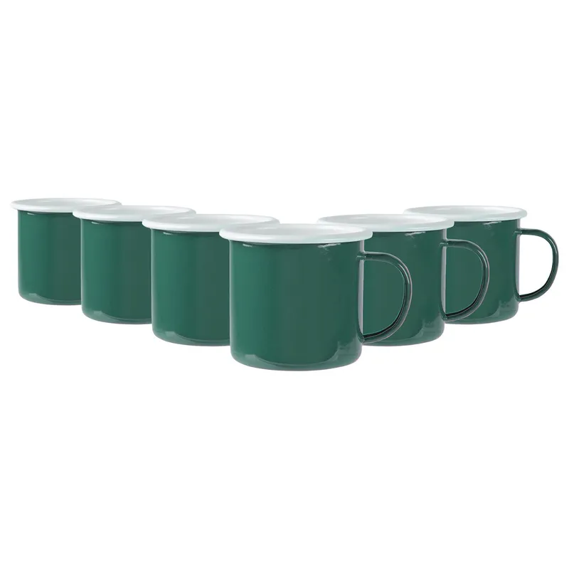 Argon Tableware Coloured Enamel Mugs - 375ml - Pack of 6 in Green Green