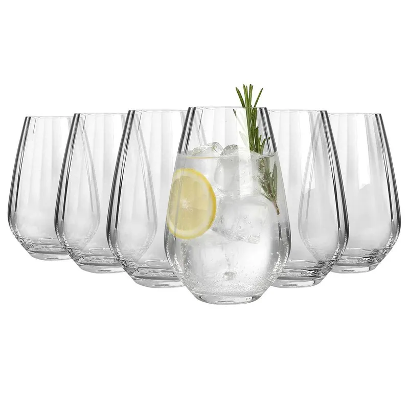 Argon Tableware 620ml Kensington Optic Crystal Highball Glasses - Pack of 6