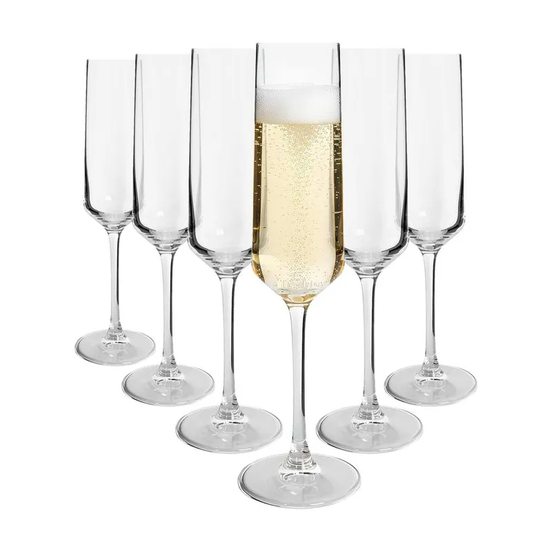 Argon Tableware Soho Crystal Champagne Flutes - 210ml - Pack of 6 in Clear Clear