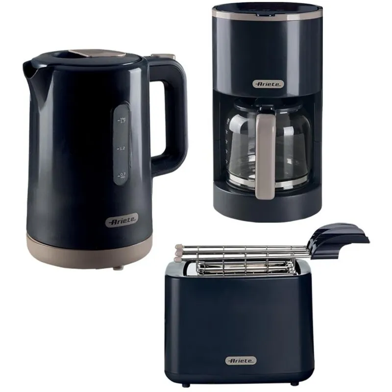 Ariete - ARPK47 Breakfast Line Kettle, Toaster & Coffee Machine Set, Grey