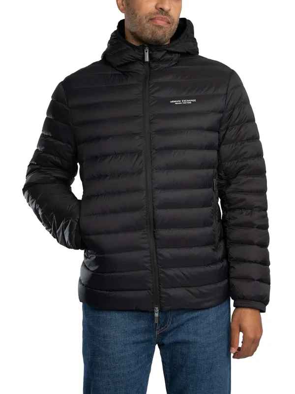 Armani Exchange Chest Logo Down Jacket - Black - Male - Size: S