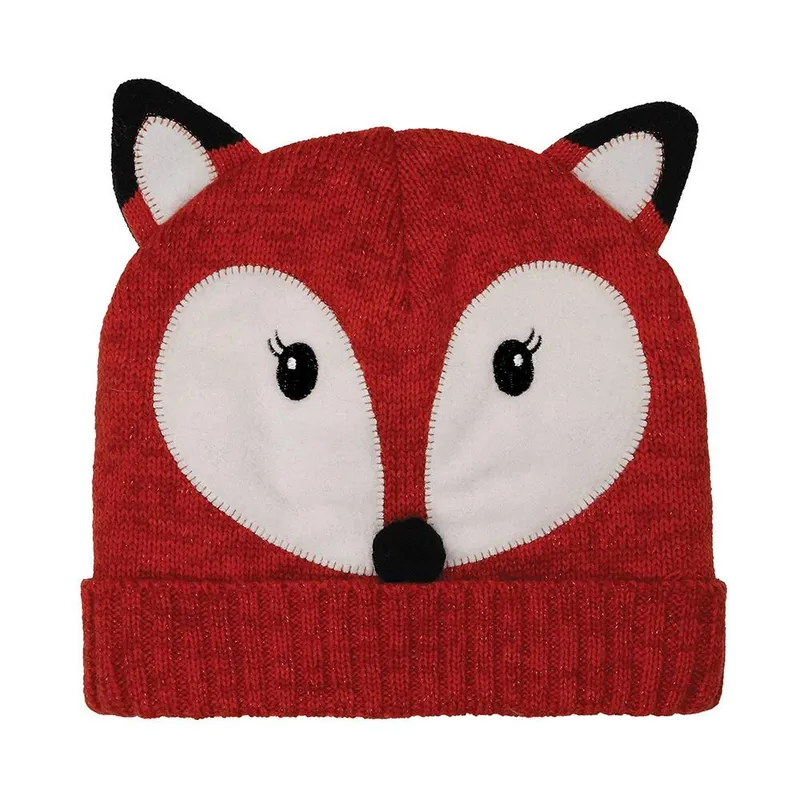 Aroma Home Unisex Click & Heat Fox Knitted Hat in Orange Orange One Size female