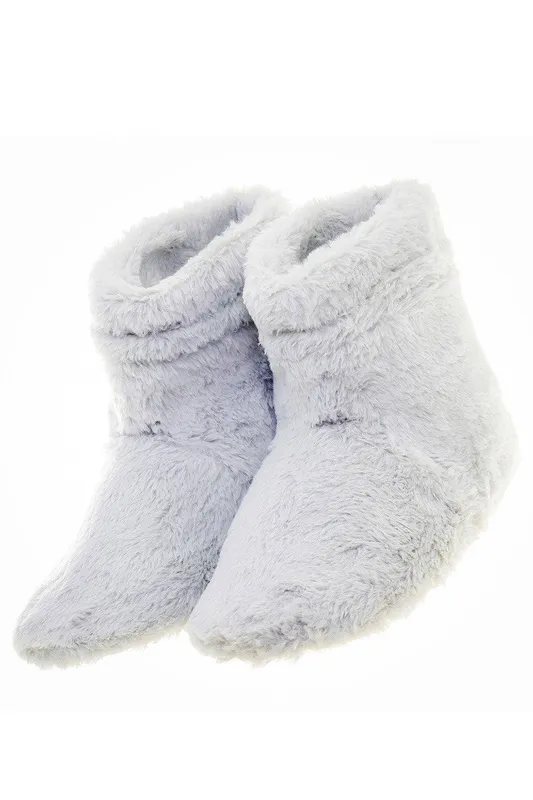 Aroma Home Women's Microwaveable Grey Faux Fur Slipper Boots Size: 3-6 - Grey