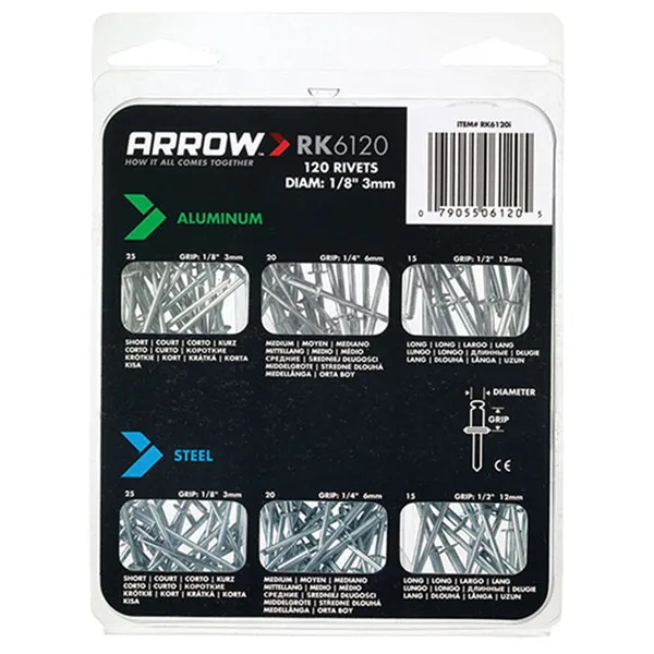 Arrow ARK6120 RK6120 Multi Rivet Pack (120)