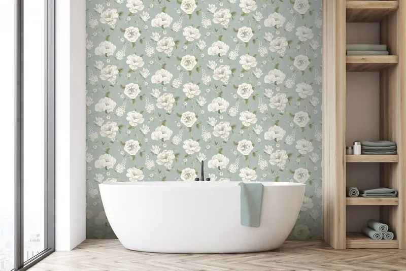 Arthouse - Ashley Floral Sage Green Wallpaper Flowers Leaves Stylish Feature Wall