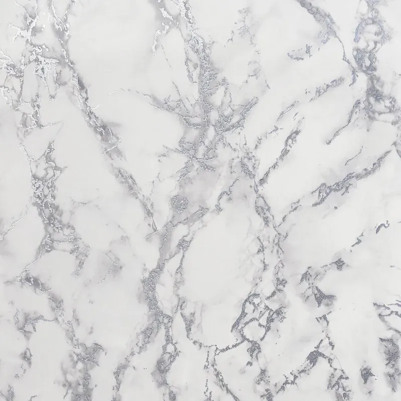 Arthouse Carrara Marble Wallpaper in Silver Silver