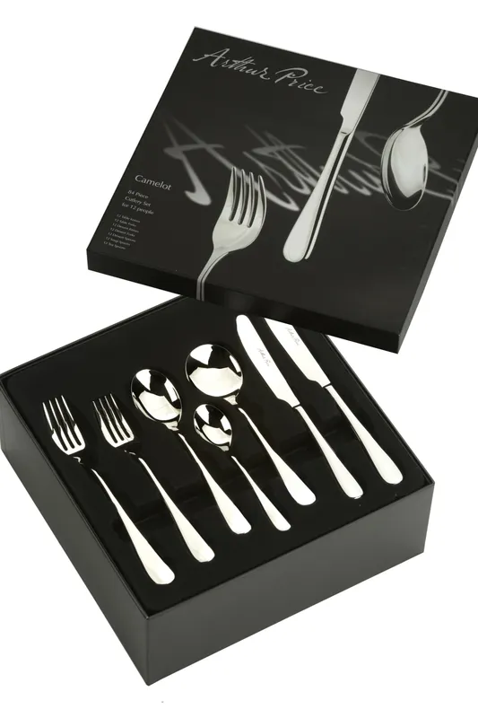 Arthur Price Signature Camelot 84 Piece Cutlery Box Set plus Free Set of 12 Tea Spoons