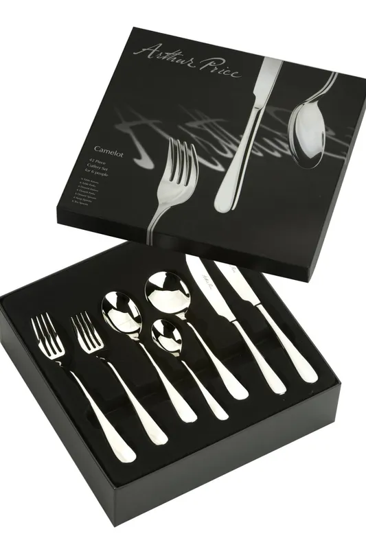 Arthur Price Signature 'Camelot' Stainless Steel 42 Piece 6 Person Boxed Cutlery Set in Silver - Silver