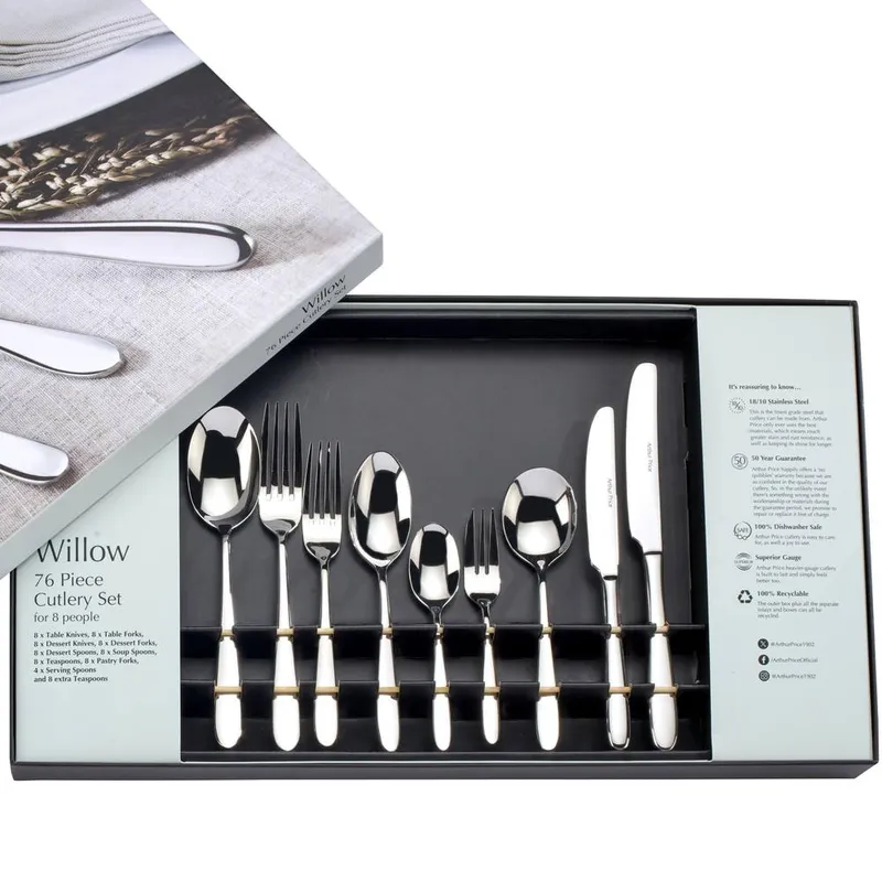 Arthur Price Willow 76 Piece Cutlery Set Silver 76
