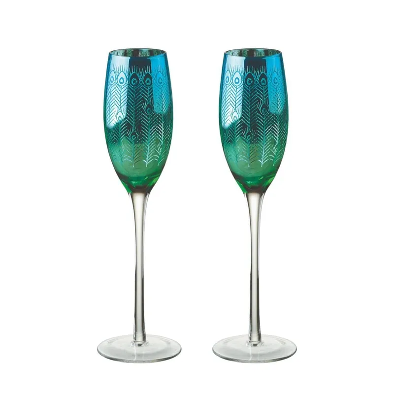 Artland Peacock 2 Piece Champagne Flute Set