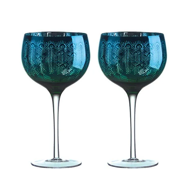 Artland Peacock Set Of 2 Gin Glasses