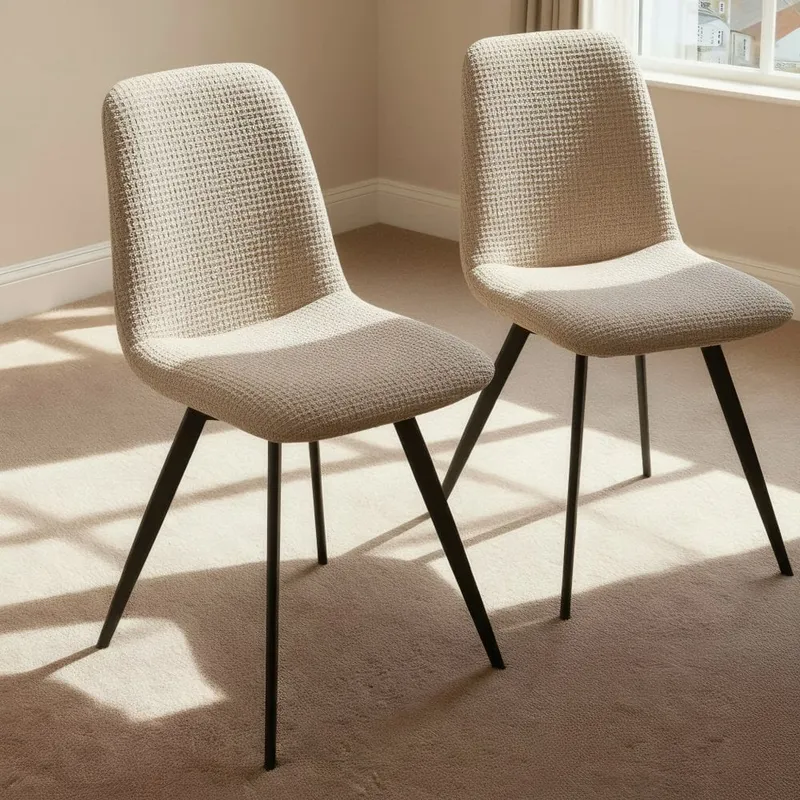 Ashford Chenille Pair of Dining Chairs - Beige
