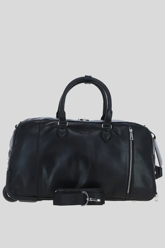 Ashwood Leather Luxurious Leather Wheeled Duffle Bag in Black - Black
