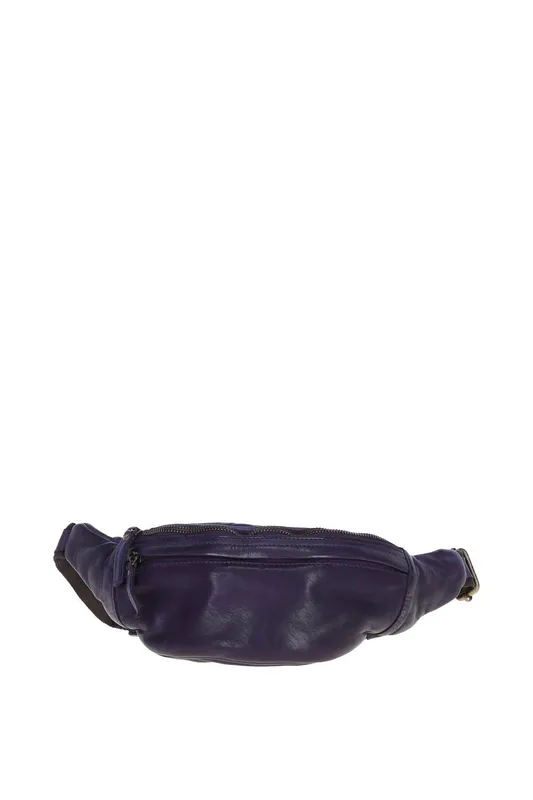 Ashwood Leather Unisex Real Leather Bum Bag in Purple - Purple