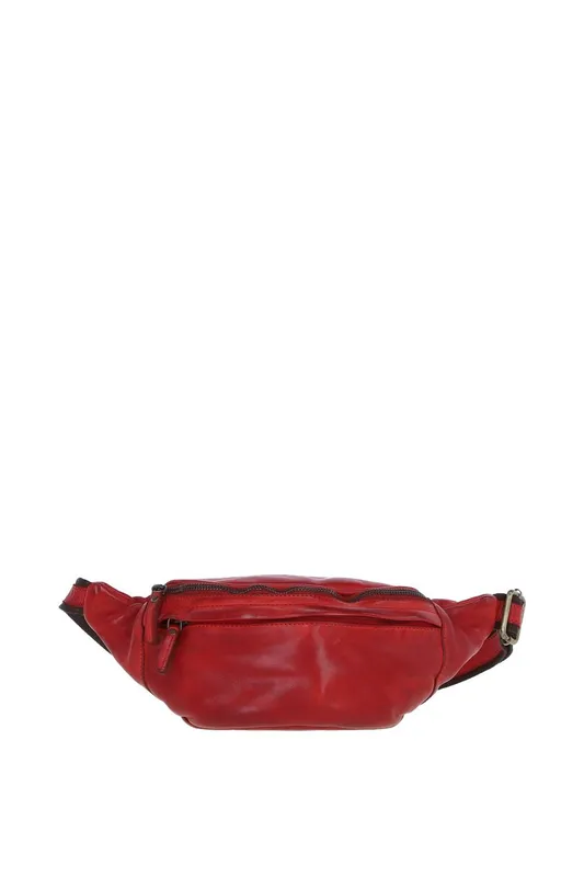 Ashwood Leather Unisex Real Leather Bum Bag in Red - Red