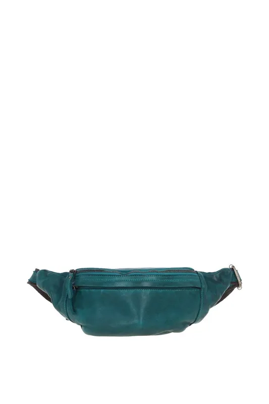 Ashwood Leather Unisex Real Leather Bum Bag in Teal - Teal - Size: One Size