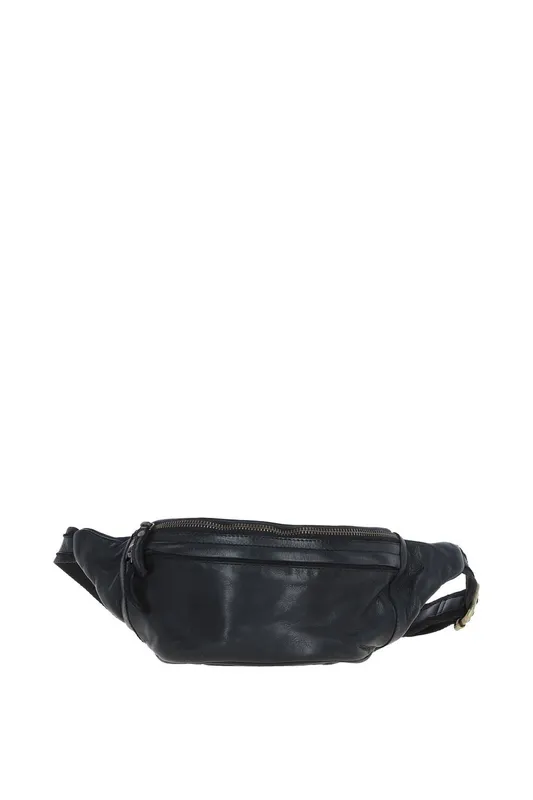 Ashwood Leather Unisex Real Leather Bum Bag in Black - Black - Size: One Size