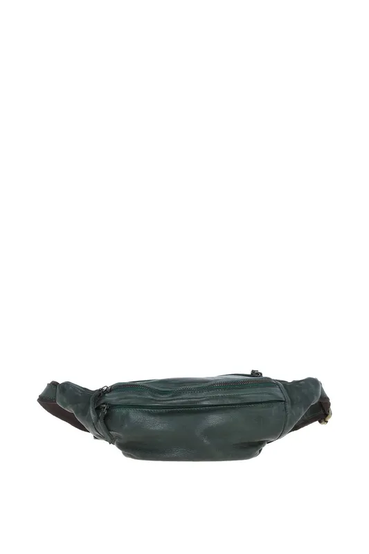 Ashwood Leather Unisex Real Leather Bum Bag in Green - Green - Size: One Size