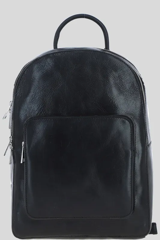 Ashwood Leather Real Leather Rucksack in Black - Black