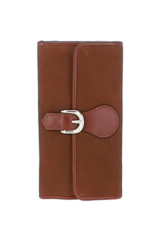 Ashwood Leather Women's 10 Card Suede Leather Purse in Tan - Tan